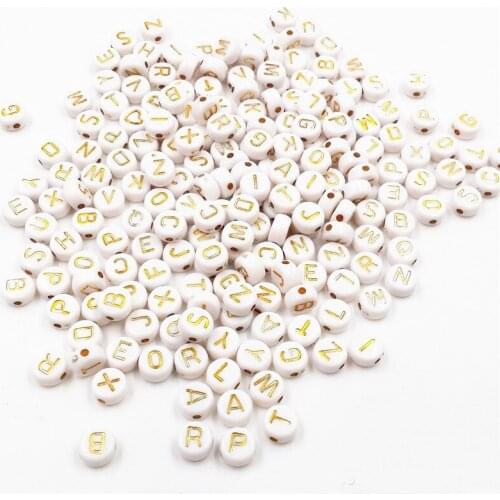 Gold Color Acrylic Round Flat Mixed Letter Loose Spacer Random Alphabet Beads For Jewelry Making Diy Bracelet Necklace Handmade
