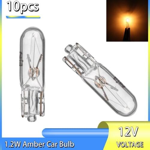 10pcs T5 286 Glass Car Wedge Dashboard Instrument Panel Brake Light Amber Auto Bulb 12V 1.2W