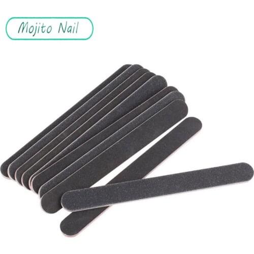 10pcs Nailfile Professional Nail Buffer Black Sandpaper Strong Straight Angle 100/180 Buffing Sanding Files