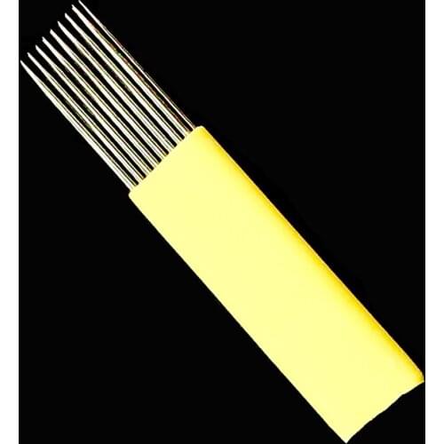 100pcs Double 2 Row 17 Flat Microblading Blades Tattoo Needles Fog Eyebrow Permanent Makeup Manual Tool Needle Manual Pen