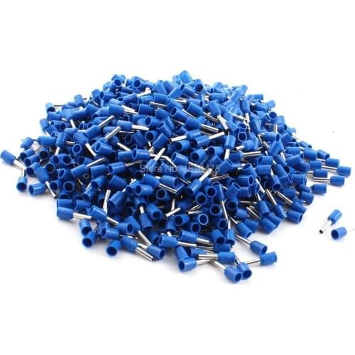 1000Pcs E1508 16AWG Blue Tube Type Insulated Cable Ends Connectors
