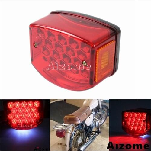 12V Motorcycle LED Tail Light Taillight For Minsk 125 125cc Carpathians 50cc Motorbike Brake Stop Light w/ License Plate Light