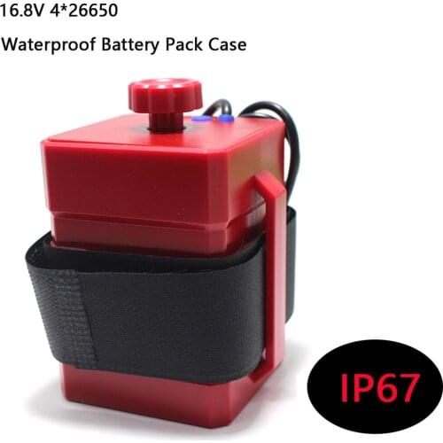 16.8V DC /5V USB Dual Output Power Supply 4x 26650 Waterproof Battery box for LED Flashlight/mobile phone/bicycle light Recharge