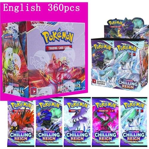 360Pcs English Version Pokemon Cards Box TCG: Sword Shield Battle Styles Evolutions Booster Shinny Game Toy Kids Birthday Gif
