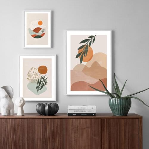 Abstract Wall Art Canvas Painting Boho Mid Century Plant Monstera Leaf Nordic Posters And Prints Decor Pictures For Living Room