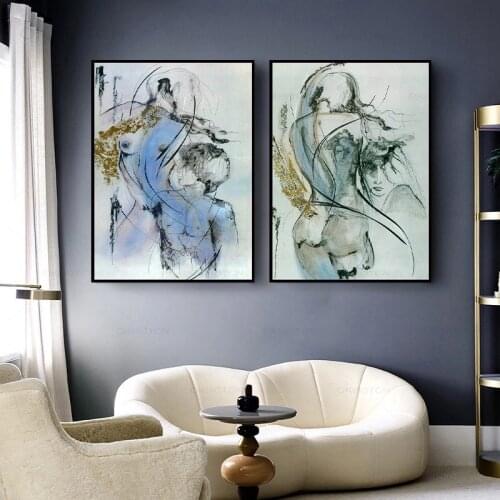 Abstract Bold Artistic Sense Sexy Nude Women and Man Poster Ink Depict Prints Canvas Painting Wall Art Picture Modern Home Decor