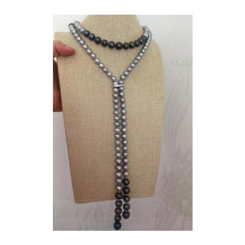 Free shipping >>>>noble jewelry new design gorgeous 7-11mm south sea round multicolor pearl necklace 48inch