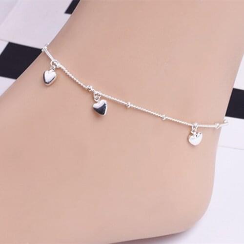 New Love Heart Bracelets On Leg The Anklets Beach Barefoot Sandals Foot Jewelry For Women Fashion Brand 2021 New Arrival