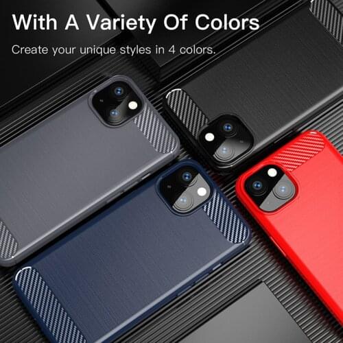 For iPhone 13 Case Soft Rubber Matte Carbon Fiber Texture Protective Case For iPhone 13 Cover For iPhone 13 Pro Max Mini Case