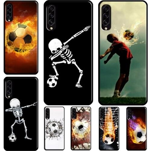 Fire Football Skeleton Soccer Ball Case For Samsung Galaxy A50 A51 A71 A21s A70 A12 A11 A40 A20e A31 A41 A10 TPU Back Cover