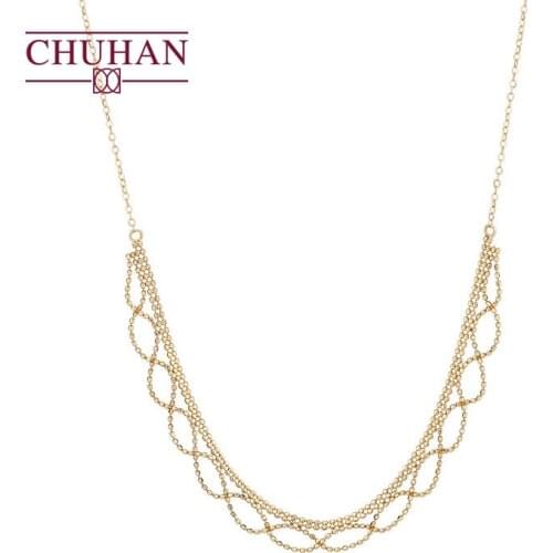 CHUHAN 18k Gold Lace Necklace Laser Bead Simple Clavicle Chain Au750 Exquisite Gift Banquet Wedding Real Gold High Jewelry