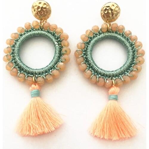 Dongmu Jewelry New Pink + Blue Crystal Tassel Earrings Delicate Earrings Women Fashion Accessories Birthday Gift