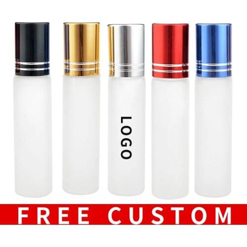 Wholesale 10ml Travel Frosted Glass Perfume Bottle Essential Oil Bottle With Steel Ball Portable Free Custom Print Logo
