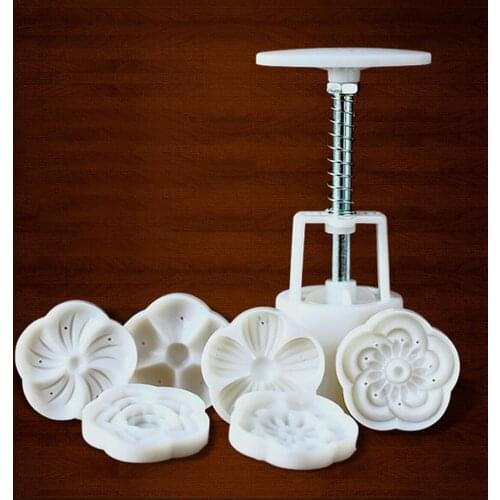 Flower Shaped Mooncake Mold Hand Presser Fondant Cake Cookies Decorating Tools New