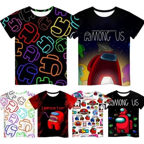 2021 New 3D Game Amongus Printed T-shirt Short Sleeve Kids Boys Girls Casual Tops Tees Toddler Children Colorful Camiseta
