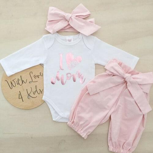 Newborn Kid Baby Girl 3pcs Clothes Jumpsuit Romper Bodysuit +Leggings Outfit Set 0-24M