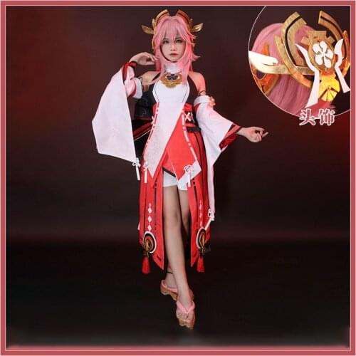 Game Genshin Impact Yae Guuji Cosplay Costume Women Sexy Dress Fox Lady Kimono Suit Halloween Carnival Uniforms Custom Made