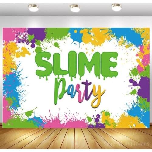 Colorful Painting Inks Slime Party Backdrops For Photo Kids Birthday Party Toys Table Decoration Background Photography Poster