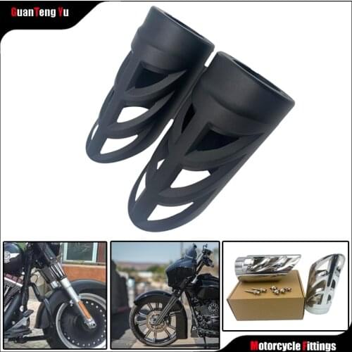 Motorcycle Front Fork Boot Slider Cover Aluminum Black/Chrome For Harley Touring Street Electra Glide FLHR FLHT FLTR 1997-2016