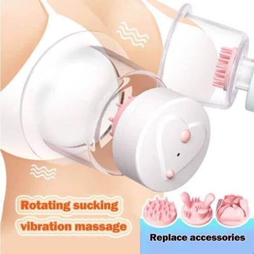 Nipple Stimulation Licking Vibrator Rotating Breast Enlargement Masturbation Chest Massage Nipple Sucker Cup Famale Masturbador