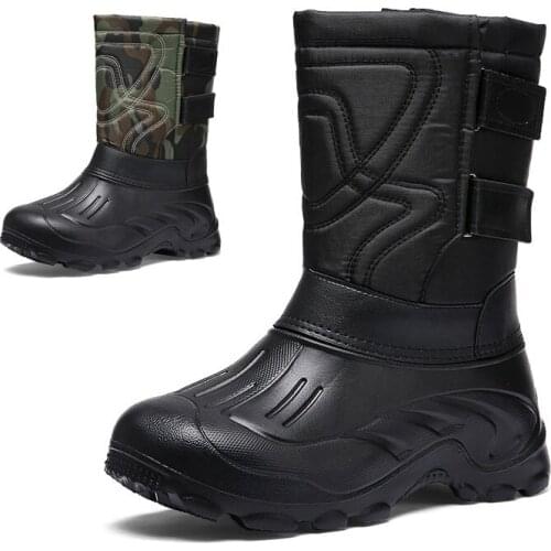 Winter Waterproof Shoes Men Mid-Calf Boot Male Hook & Loop Snow Boot Outdoor Height Shoe Zapatillas Hombre Plus Size 46