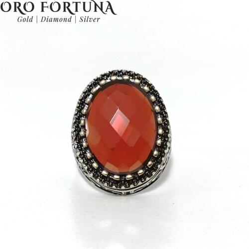 925 sterling Silver Men 'S Ring Burgundy Oval Zircon Stone Imperial Style Elegant Gift Classy Trendy New 2021 Model Unique