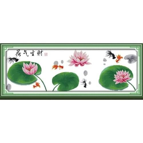 Harmony (lotus) brings wealth cross stitch kit 14ct 11ct print canvas stitching embroidery DIY handmade needlework
