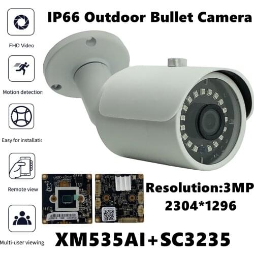 XM535AI+SC3235 IP Outdoor Metal Camera IP66 3MP 2304*1296 18 LEDs Infrared IRC VMS XMEYE ONVIF P2P Motion Detection Radiator