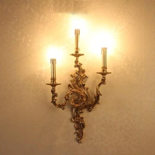 Candle Shape Wall Lamp Copper Bedroom Bedside Living Room Aisle Dining Room Study Wall Lamp Retro