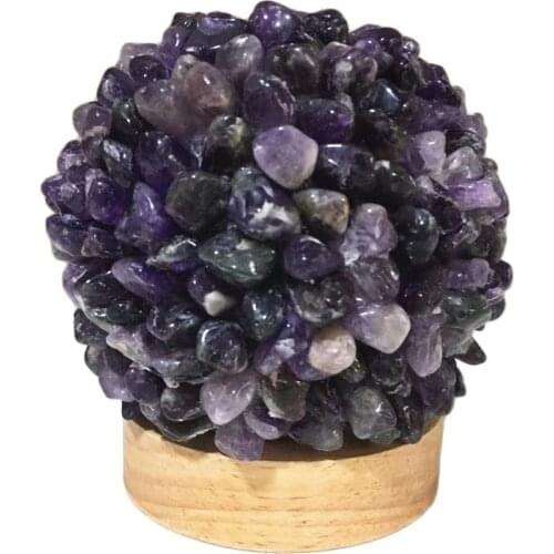 Natural Amethyst crystal gravel polishing stones ball bedside luxury crystal night lamp for home decor