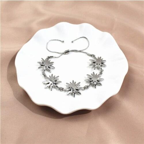 New Fashion Simple Silver Color Alloy Star Bracelets Bangles Hand Jewelry Accessory Gift for Women