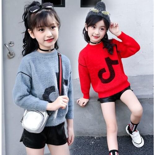 2018 Autumn Winter Wear New Girls Thickened Sweater Loose Fashion Girls Sweater