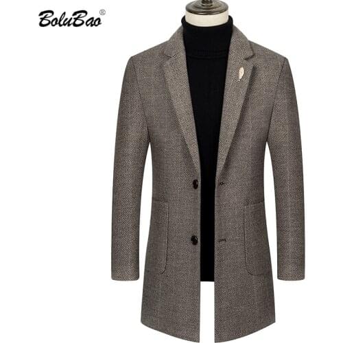 BOLUBAO Men Quality Wool Blends Coats Brand Mens Fashion Casual Long Section Overcoat Thick Warm Wool Coat Clothing