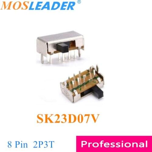 Mosleader 1000pcs SK23D07V SK23D07VG4 2P3T 3 Travel 4MM Handle length DIP Slide switch Toggle switch With holder bracket