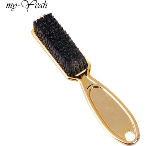 Professional Scissors Cleaning Brush Retro Oil Head Brush Sweep Neck Salon Cleaning Hair Brush Gold Handle Comb Men Barber Tools
