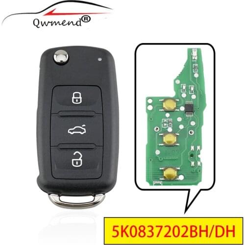 Remote Key 433MHz ASK MQB 3 Buttons Remote Car Key for VW Caddy Beetle Jetta Sharan Scirocco Polo 5K0837202BH 5K0837202DH