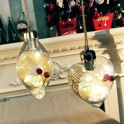 Merry Christmas Plastic Luminous Pendant Heart Christmas Decoration for Home Ornaments Xmas Noel Navidad 2021 New Year Gifts