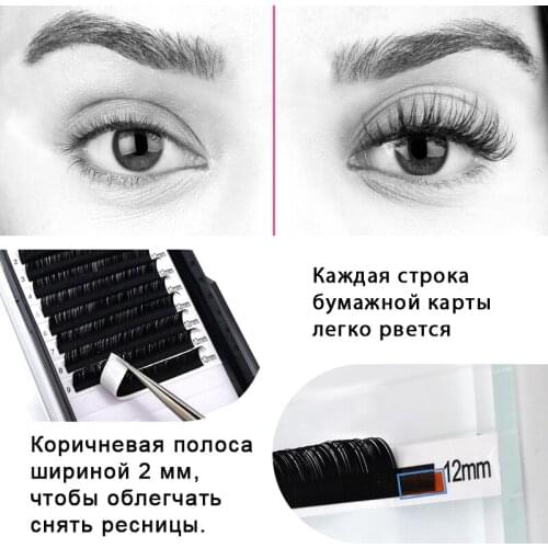 Russian 3D Individual Eyelashes Extension C D Curl Handmade Mink False Eyelashes Faux Mink Lashes
