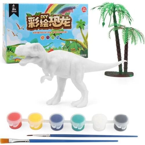 DIY Painted Color Dinosaur White Mold Watercolor Painting Toy Science And Education Parent-child Interactive Game Dinosaur Figur