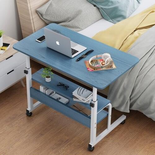 New Bedside Lifting Computer Laptop Table Movable Height Adjustable Wood+Steel Frame Modern Simple Laptop Table Stand Desk