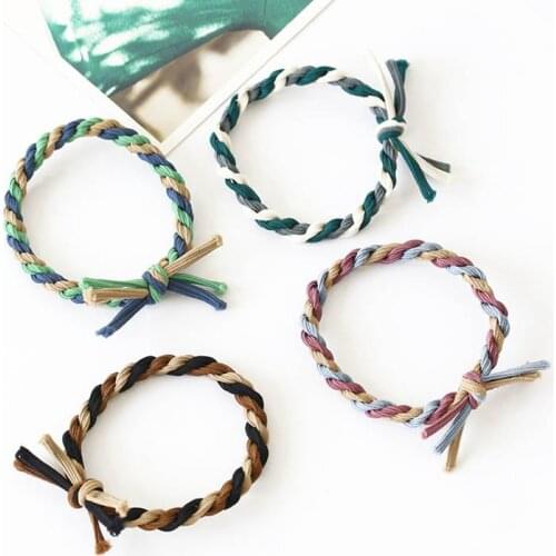 Braided Black Blue Three-color Elastic Hair Bands Ponytail Holders Headwear Hair Accessories for Women