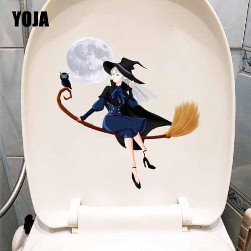 YOJA 21.3X22.6CM Hand Painted Witch Blue Owl Moon Mural Wall Sticker Home Decor Toilet WC Decal T5-0645