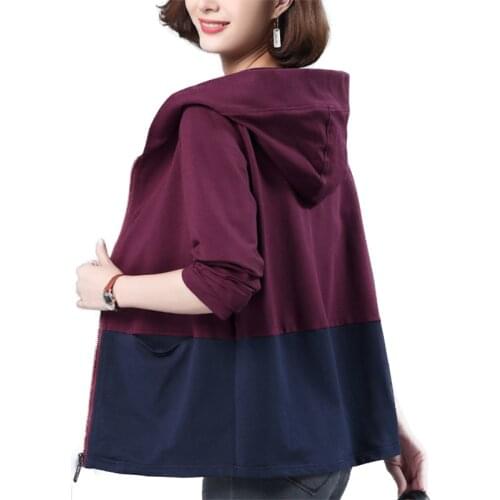 Long-Sleeved Spring 2021 Womens New Style Coat Plus Size 4XL Contrast Stitching Top Ladies Casual Hooded Jacket Short Coat A7