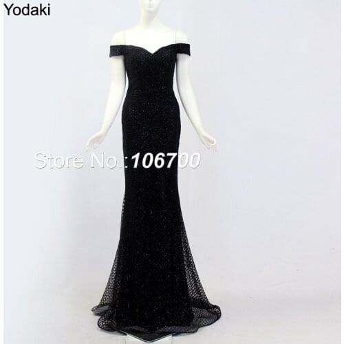 Real Photos New Mermaid Long robe de soiree Evening Dresses Sweetheart Off the Shoulder Bling Glitter Fabric Party Prom Gowns