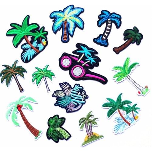 100pcs/lot Sequin Coconut Leaf Glasses Embroidery Patch Clothing Decoration Sewing Accessory Craft Diy Iron Heat Applique