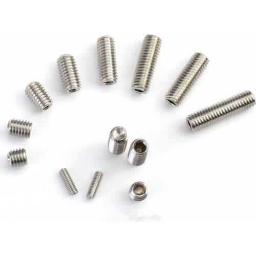 100PCS M3 Stainless Steel Cup-End Headless Grub Screw Hex Socket Tightening Screw M3*3/4/5/6/8/10/12/16/20/25mm