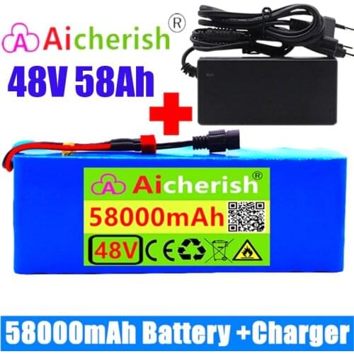 18650 Battery 48V Electric Bicycle 1000W 13S3P 58Ah Li-Ion Lithium Ion Battery Pack For E-fiets Scooter With BMS+ 54.6V Charger