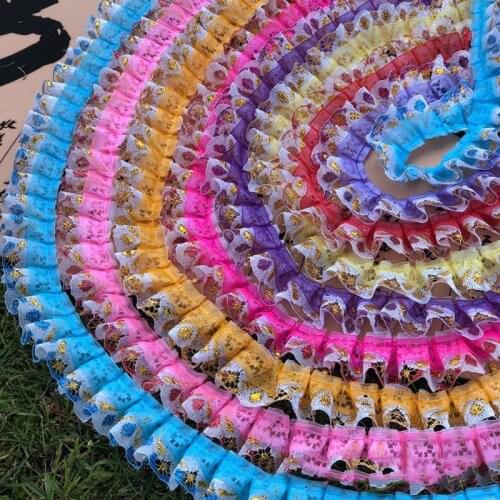 2 meters 3cm Colorful Lace Yarn Wrinkled Trim Ribbon Diy Craft Doll Toy Clothes Dress Accessories Material