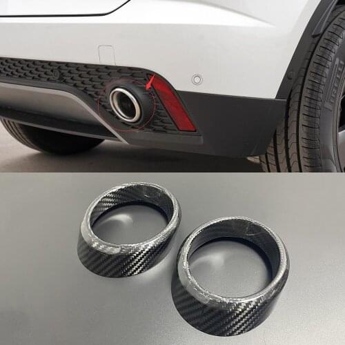 2pcs 3K Real Carbon Fiber Car Rear Tail Tip End Pipe Exhaust Muffler Cover Trim For Jaguar E-Pace EPACE 2018-2019 LHD