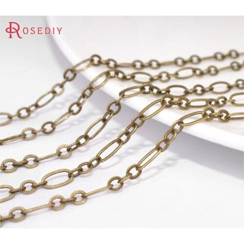 28100)5 Meters width:3MM Copper 3+1 Figaro Chains Flat Long Oval Shape Link Chains Necklace Chains Diy Jewelry Accessories